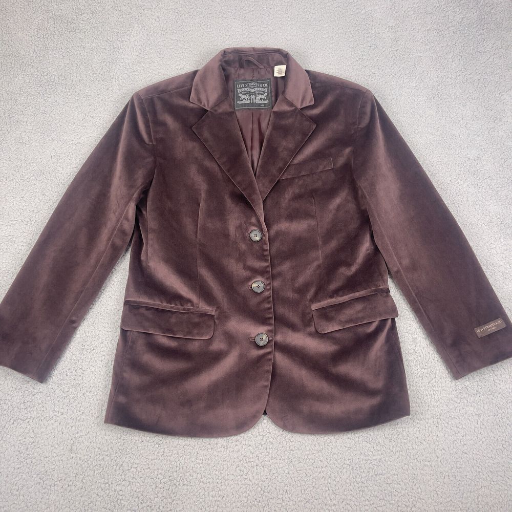 Levis Drama Club Blazer Coat Womens S Purple‎ Velvet Velour Streetwear Oversized